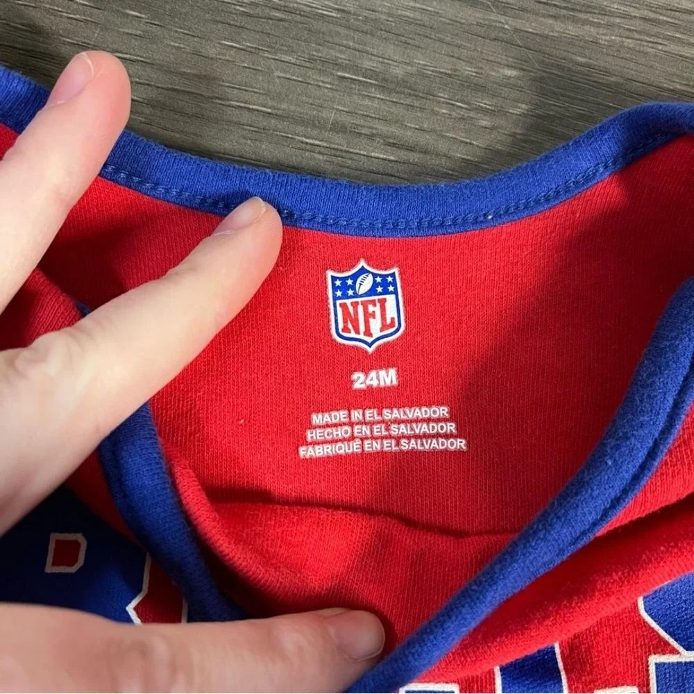 NFL Buffalo Bills Baby Bodysuit Set 24M Red Blue Short Sleeve 2 Pack